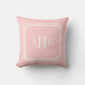 Roze en Witte Notched Corner Custom Monogram Kussen (Voorkant)