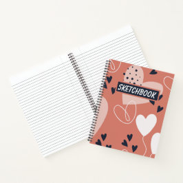 Roze en witte Notitieboek met handgetekende Cute P