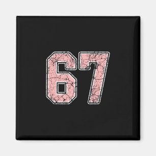 Roze en witte nummer 67 jersey speler uniform #67 magneet