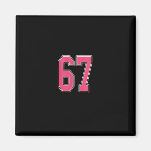 Roze en witte nummer 67 jersey speler uniform #67 magneet
