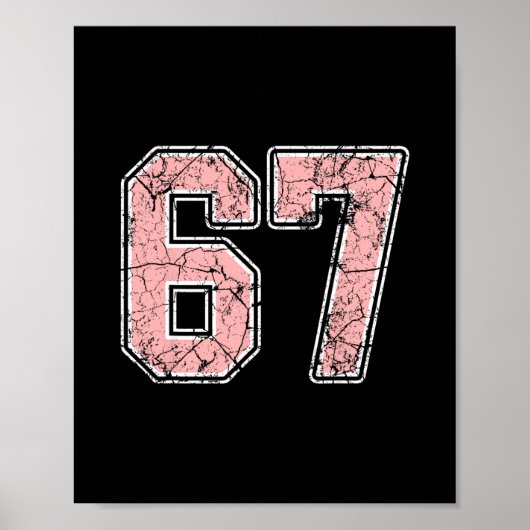 Roze en witte nummer 67 jersey speler uniform #67 poster (Voorkant)