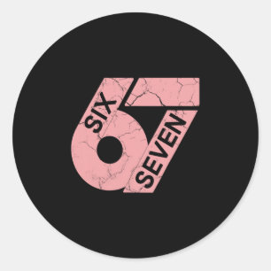 Roze en witte nummer 67 jersey speler uniform #67 ronde sticker