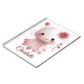 Roze en Witte Octopus Karakter met Aangepaste Naam Notitieboek (Linkerzijde)