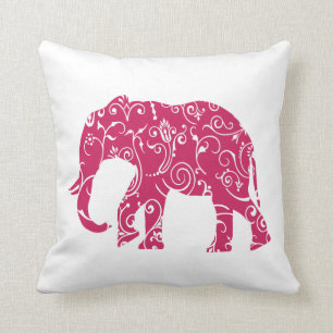Roze en witte olifant gooien kussens