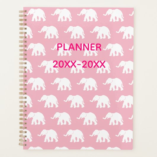 Roze en witte olifant Planner (Voorkant)