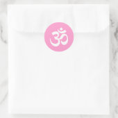Roze en Witte Om Symbool Ronde Sticker (Tas)