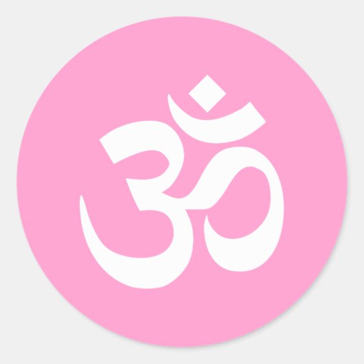Roze en Witte Om Symbool Ronde Sticker (Voorkant)