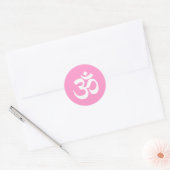 Roze en Witte Om Symbool Ronde Sticker (Envelop)