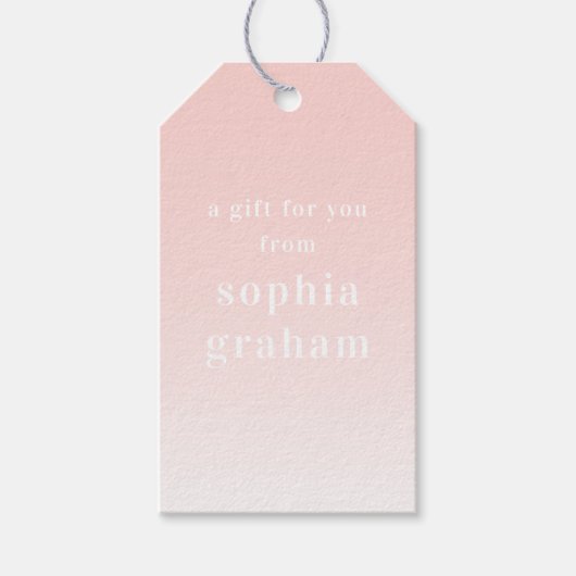 Roze en witte ombre cadeaulabel (Voorkant)