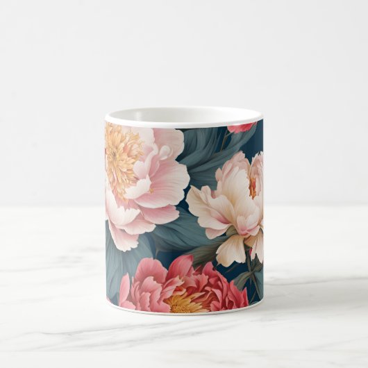 Roze en witte oosterse pioenen koffiemok (Center)