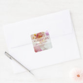 Roze en witte orchidee persoonlijke bruiloft vierkante sticker (Envelop)
