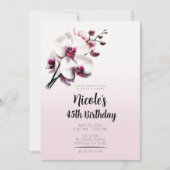 Roze en Witte Orchidee Verjaardagsfeest Kaart (Voorkant)