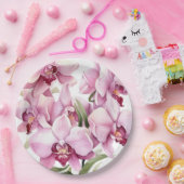 Roze en witte orchideeën bruiloft papieren bordje (Feest)
