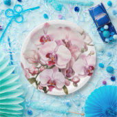 Roze en witte orchideeën bruiloft papieren bordje (Feest)