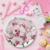 Roze en witte orchideeën bruiloft papieren bordje (Feest)