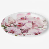 Roze en witte orchideeën bruiloft papieren bordje (Gekanteld)