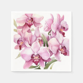 Roze en witte orchideeën bruiloft servet