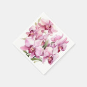 Roze en witte orchideeën bruiloft servet (Hoek)
