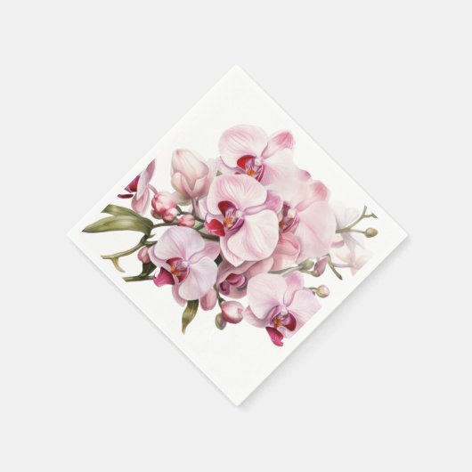 Roze en witte orchideeën bruiloft servet (Hoek)