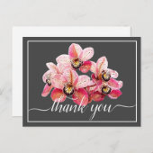 Roze en witte orchideeën grijze achtergrond Dank j Briefkaart (Voorkant / Achterkant)