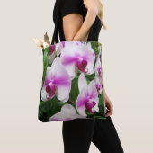 Roze en witte orchideeën, overal bedrukt tote bag (Dichtbij)