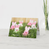 Roze en witte paasbroodjes in gras kaart (Voorkant)