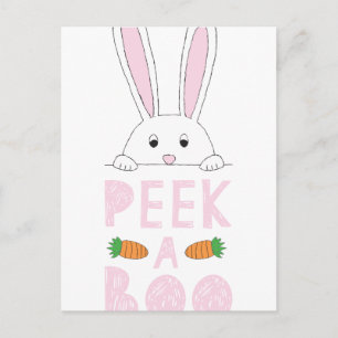 Roze en witte paaspap Bunny Peek-A-Boo Briefkaart