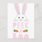 Roze en witte paaspap Bunny Peek-A-Boo Briefkaart (Voorkant)