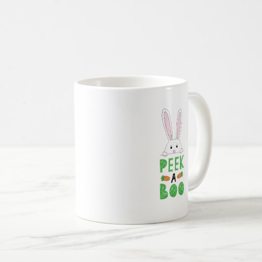 Roze en witte paaspap Bunny Peek-A-Boo Koffiemok (Voorkant rechts)