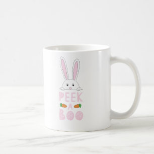 Roze en witte paaspap Bunny Peek-A-Boo Koffiemok