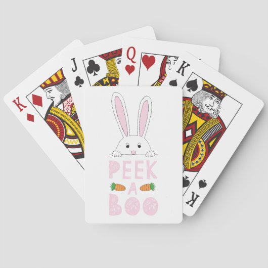 Roze en witte paaspap Bunny Peek-A-Boo Speelkaarten (Achterkant)