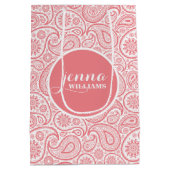 Roze en witte  paisley Damaskers Medium Cadeauzakje (Achterkant)