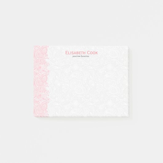 Roze en witte  Paisley Kant Post-it® Notes (Voorkant)