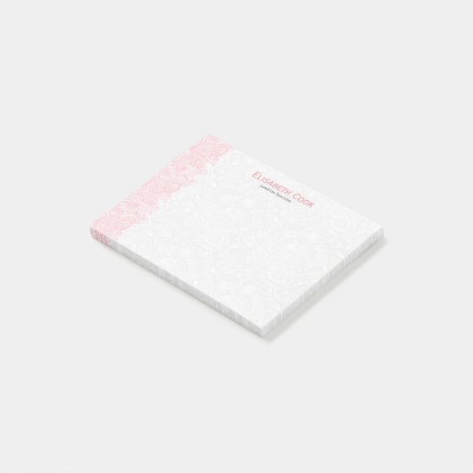 Roze en witte  Paisley Kant Post-it® Notes (Schuin)
