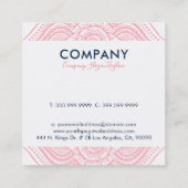 Roze en witte paisley mandala vierkante visitekaartje (Achterkant)