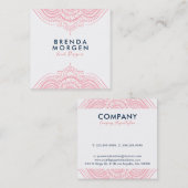 Roze en witte paisley mandala vierkante visitekaartje (Voorkant / Achterkant)
