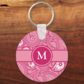 Roze en witte paisley sleutelhanger (Voorkant)