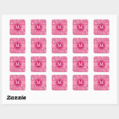 Roze en witte paisley vierkante sticker (Vel)