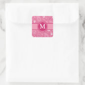 Roze en witte paisley vierkante sticker (Tas)