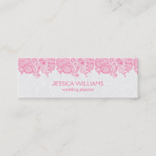 Roze en witte  Paisley Wedding Planner Mini Visitekaartje