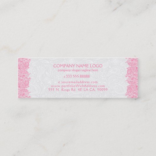 Roze en witte  Paisley Wedding Planner Mini Visitekaartje (Achterkant)