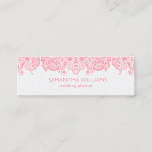 Roze en witte  Paisley Wedding Planner Mini Visitekaartje