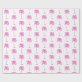 Roze en Witte Palm Palmetto Boom Cadeaupapier (Vlak)