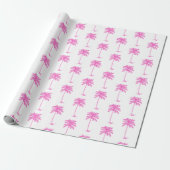 Roze en Witte Palm Palmetto Boom Cadeaupapier (Uitgerold)