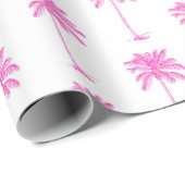 Roze en Witte Palm Palmetto Boom Cadeaupapier (Rol Hoek)
