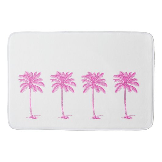 Roze en witte palmboom badmat (Voorkant)