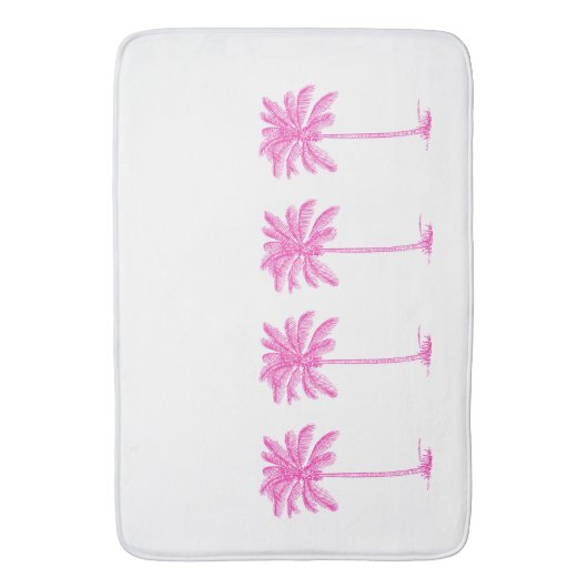 Roze en witte palmboom badmat (Voorkant Verticaal)