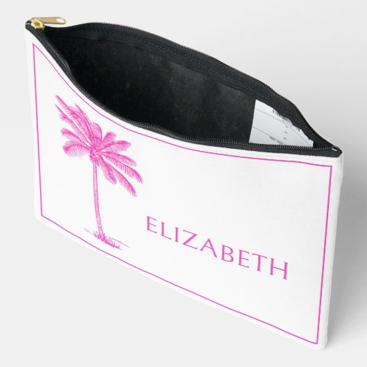 Roze en witte palmboom gepersonaliseerd etui (Open)