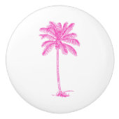 Roze en witte palmboom keramische knop (Voorkant)