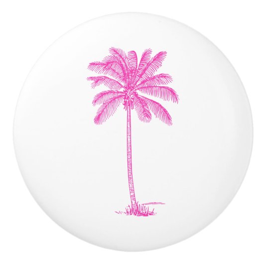Roze en witte palmboom keramische knop (Voorkant)